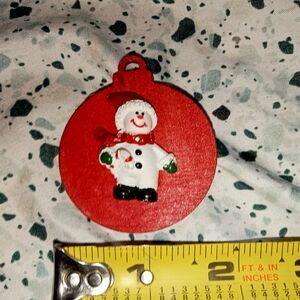 Festive Snowman Ornament - Red and White